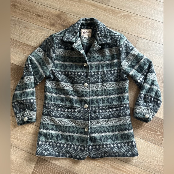 Woolrich Jackets & Blazers - Vintage Gray/Sage Woolrich Wool Blend Jacket Women's Size M Southwestern Style